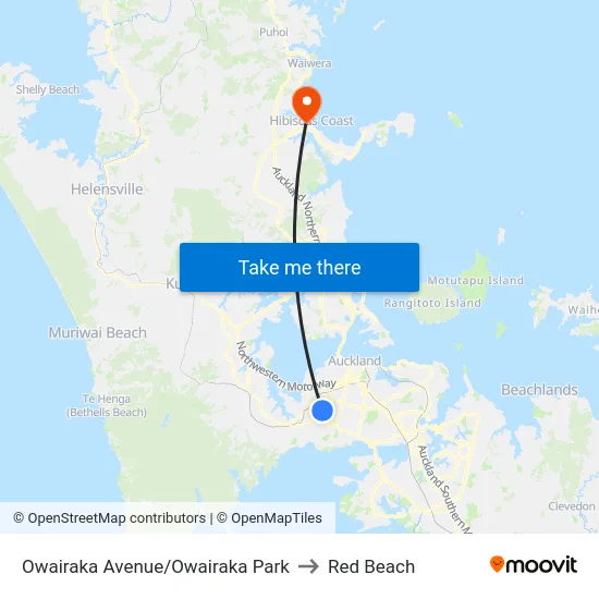 Owairaka Avenue/Owairaka Park to Red Beach map