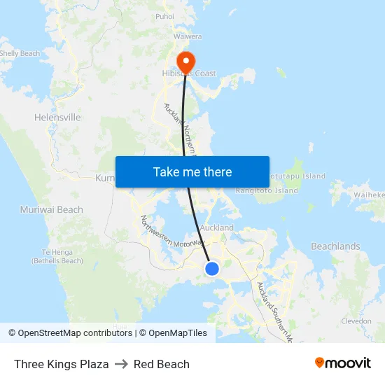 Three Kings Plaza to Red Beach map