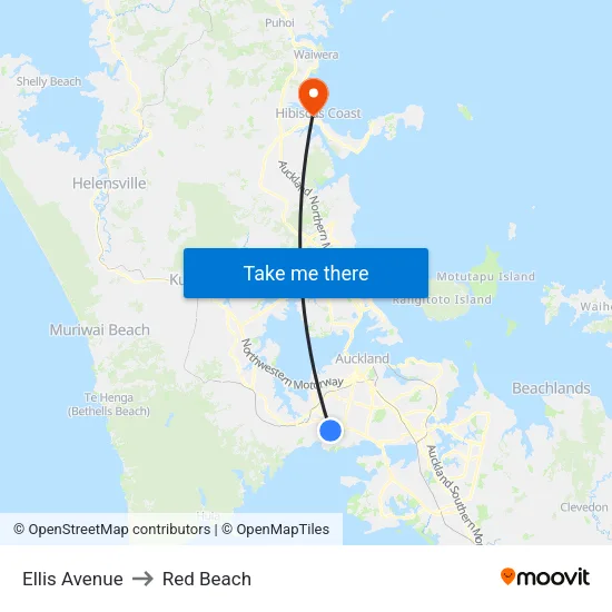 Ellis Avenue to Red Beach map