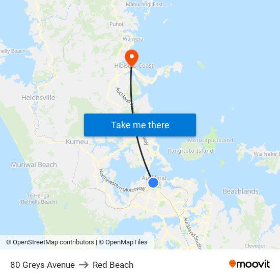 80 Greys Avenue to Red Beach map
