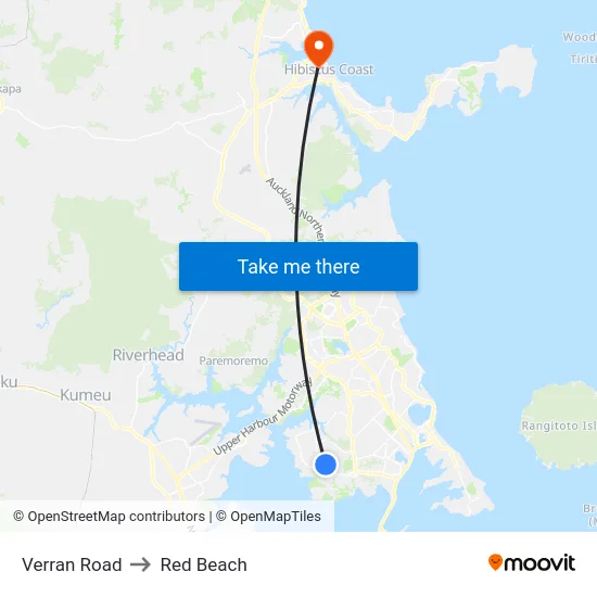 Verran Road to Red Beach map