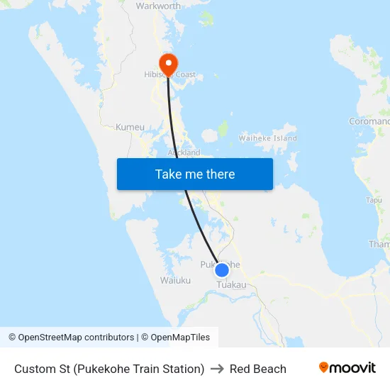 Custom St Bus Bay, Pukekohe (Pukekohe Train Station) to Red Beach map