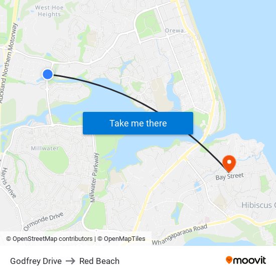 Godfrey Drive to Red Beach map