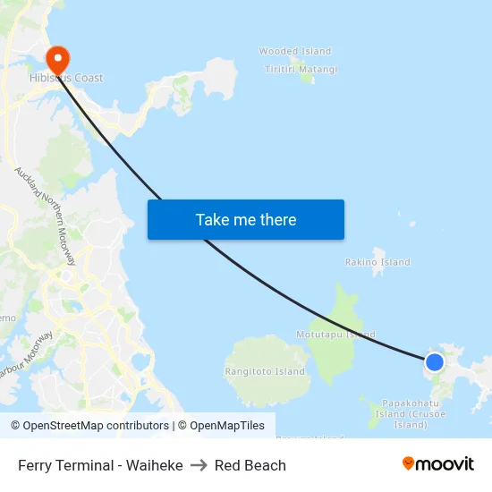 Ferry Terminal - Waiheke to Red Beach map