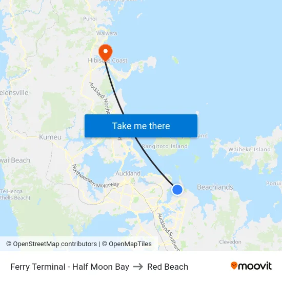 Ferry Terminal - Half Moon Bay to Red Beach map