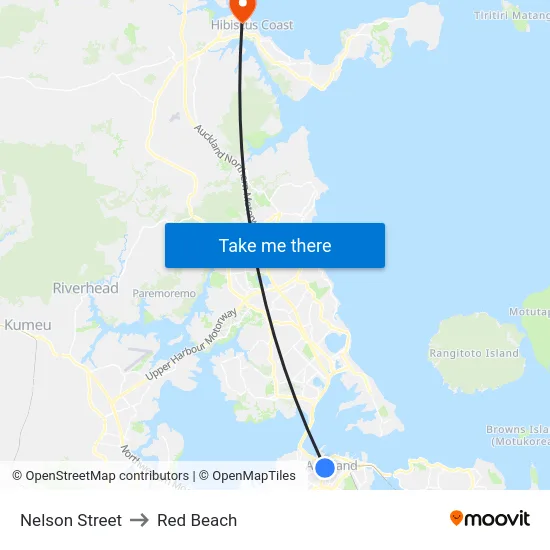Nelson Street to Red Beach map