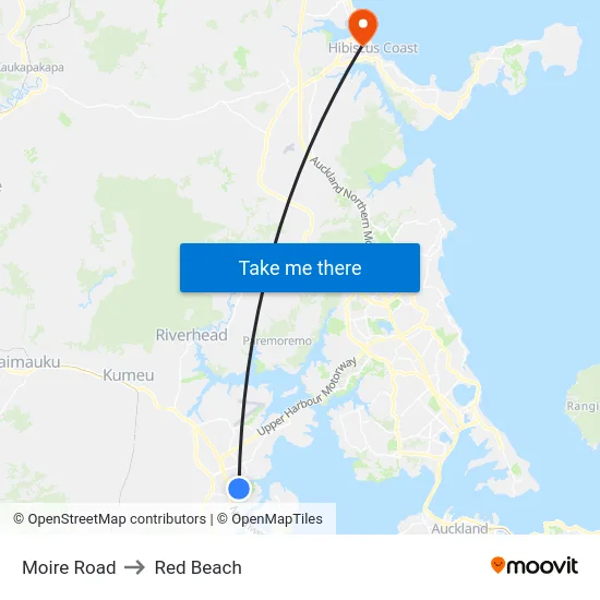 Moire Road to Red Beach map