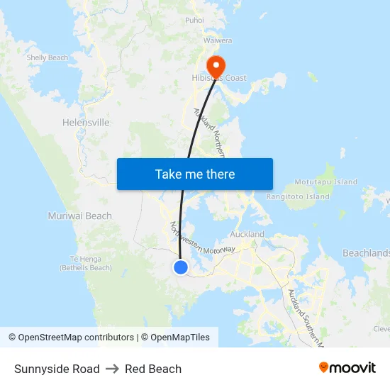 Sunnyside Road to Red Beach map