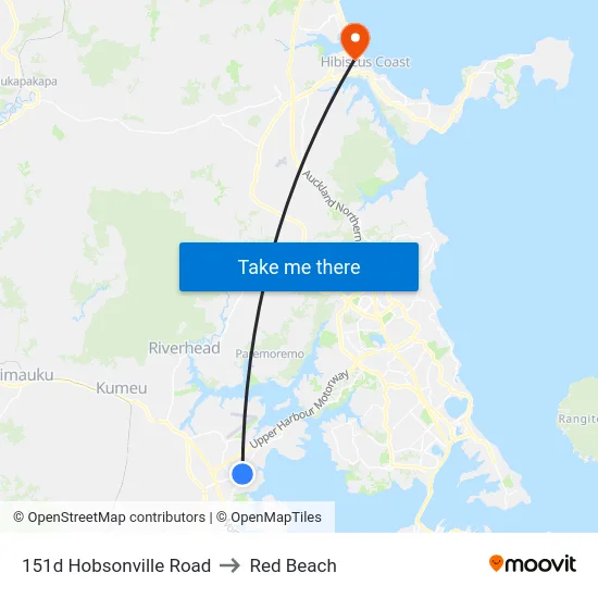 151d Hobsonville Road to Red Beach map