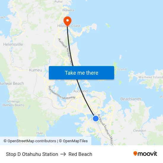 Stop D Otahuhu Station to Red Beach map