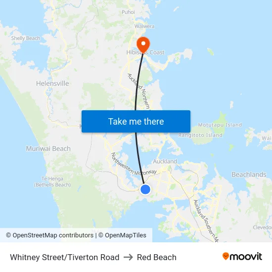 Whitney Street/Tiverton Road to Red Beach map