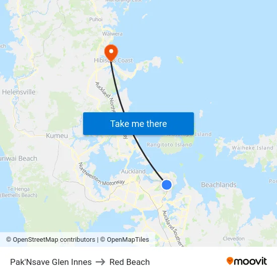 Pak'Nsave Glen Innes to Red Beach map