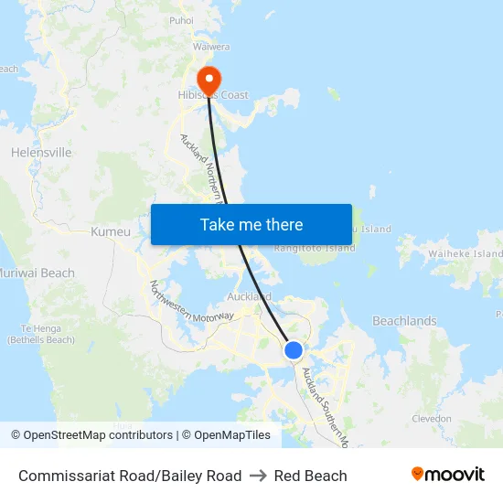 Commissariat Road/Bailey Road to Red Beach map