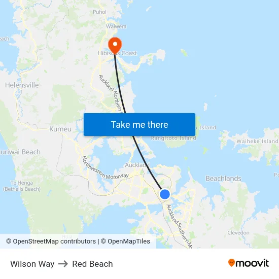 Wilson Way to Red Beach map