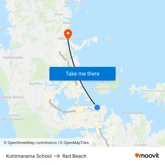 Kohimarama School to Red Beach map