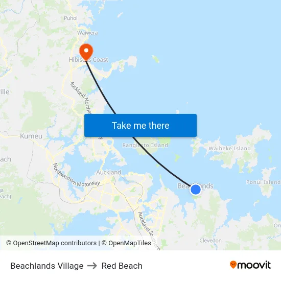 Beachlands Village to Red Beach map