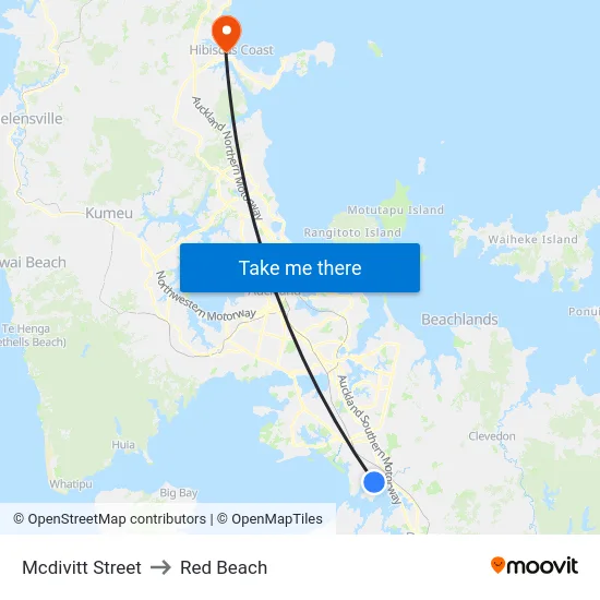 Mcdivitt Street to Red Beach map