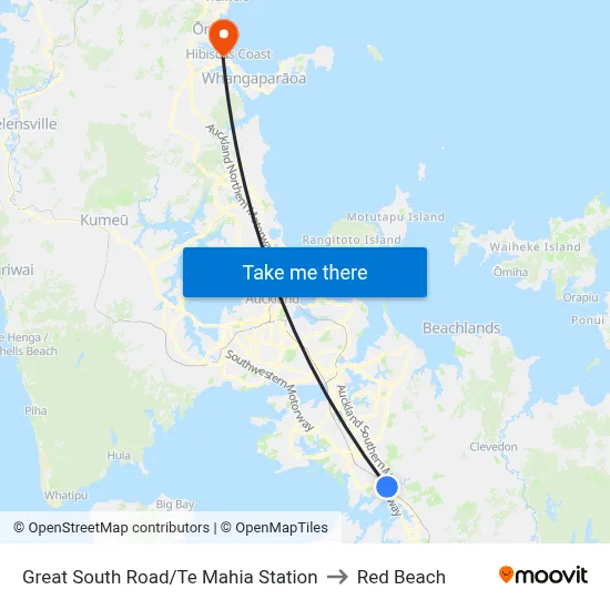 Great South Road/Te Mahia Station to Red Beach map