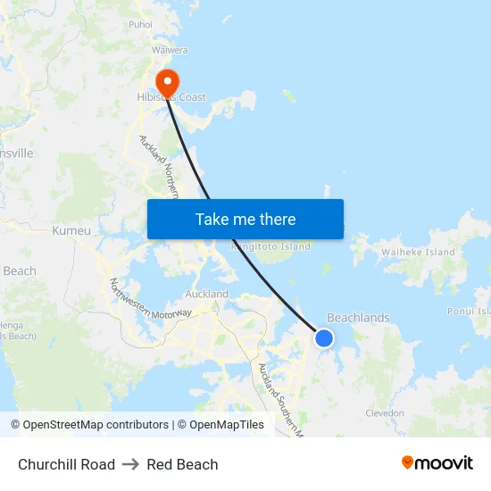 Churchill Road to Red Beach map
