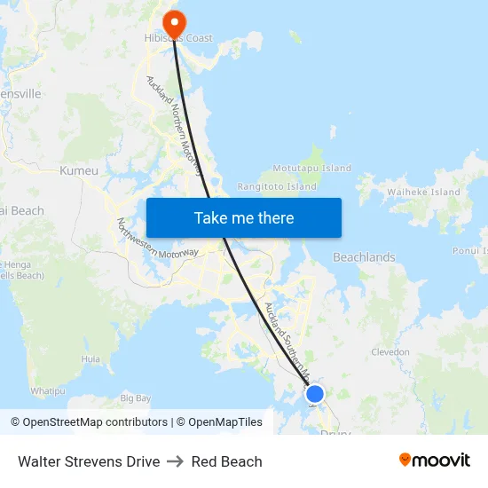 Walter Strevens Drive to Red Beach map