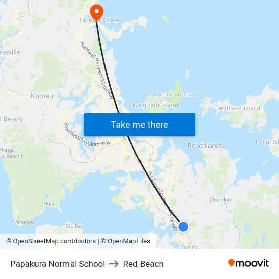 Papakura Normal School to Red Beach map
