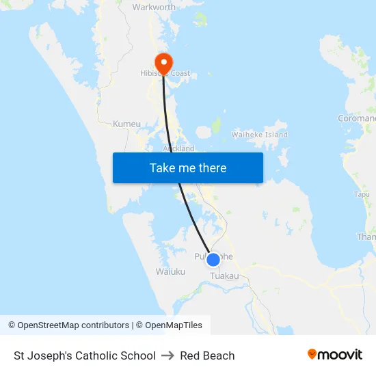 St Joseph's Catholic School to Red Beach map
