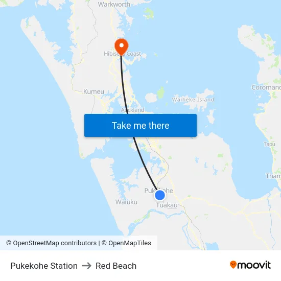 Pukekohe Station to Red Beach map