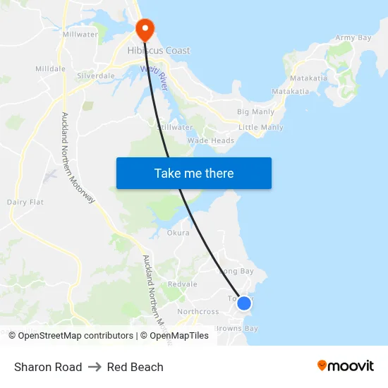 Sharon Road to Red Beach map