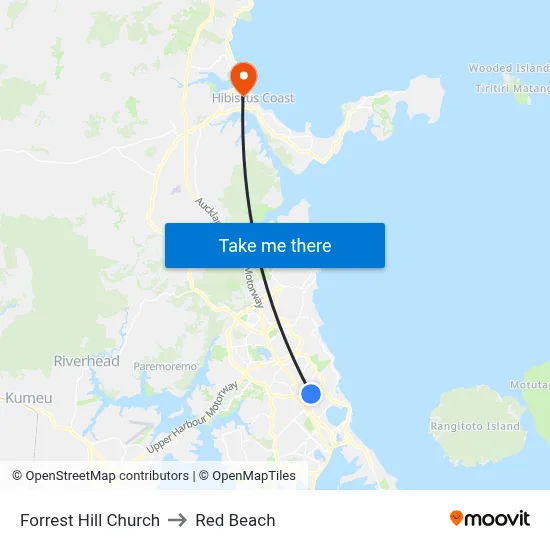 Forrest Hill Church to Red Beach map