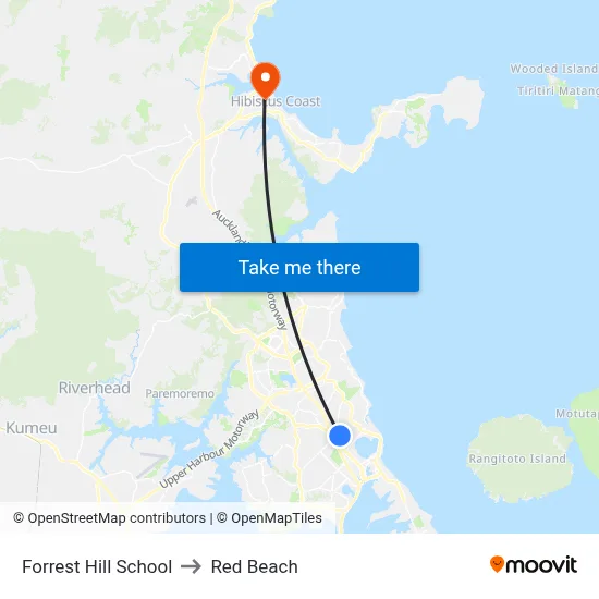 Forrest Hill School to Red Beach map
