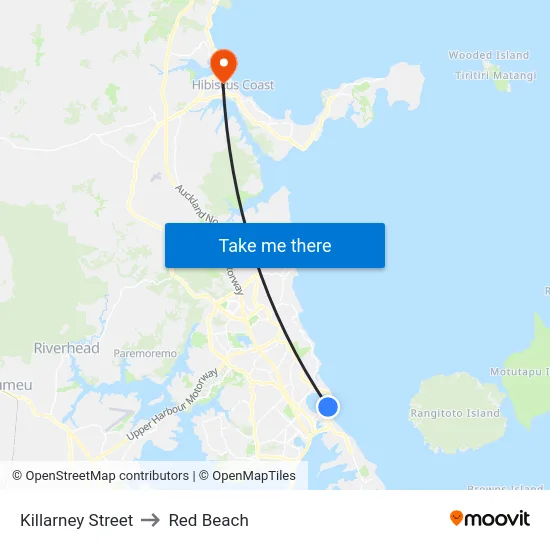 Killarney Street to Red Beach map