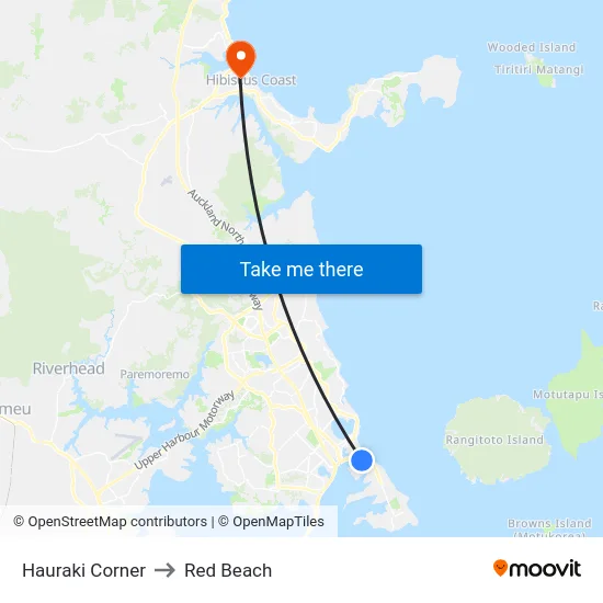 Hauraki Corner to Red Beach map