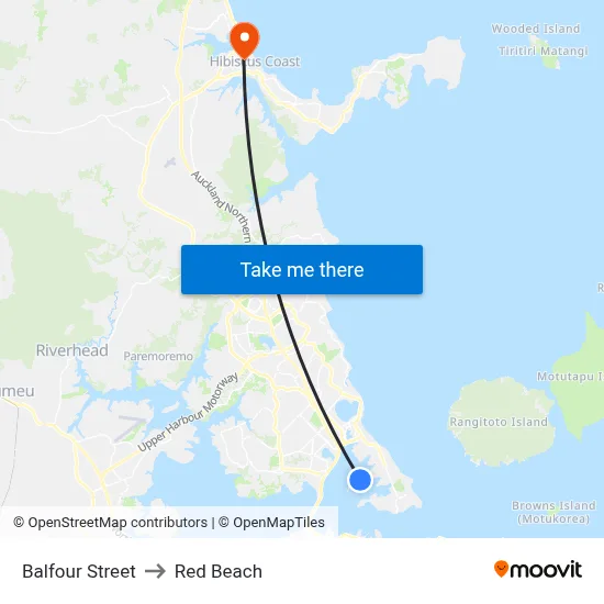 Balfour Street to Red Beach map