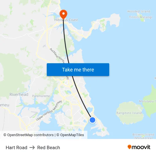 Hart Road to Red Beach map