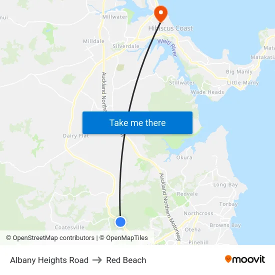 Albany Heights Road to Red Beach map
