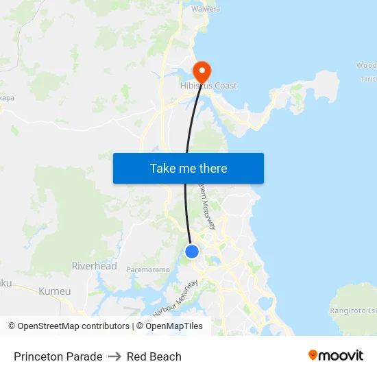 Princeton Parade to Red Beach map