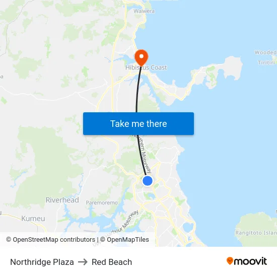 Northridge Plaza to Red Beach map