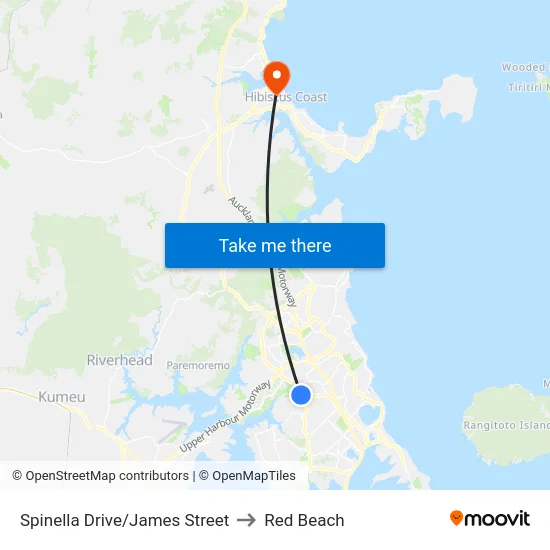 Spinella Drive/James Street to Red Beach map