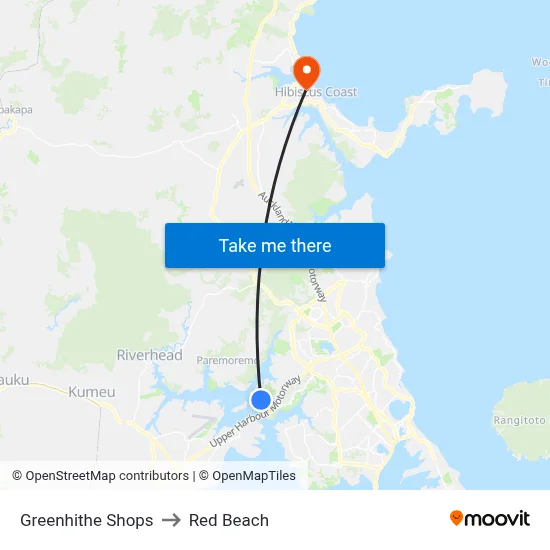 Greenhithe Shops to Red Beach map