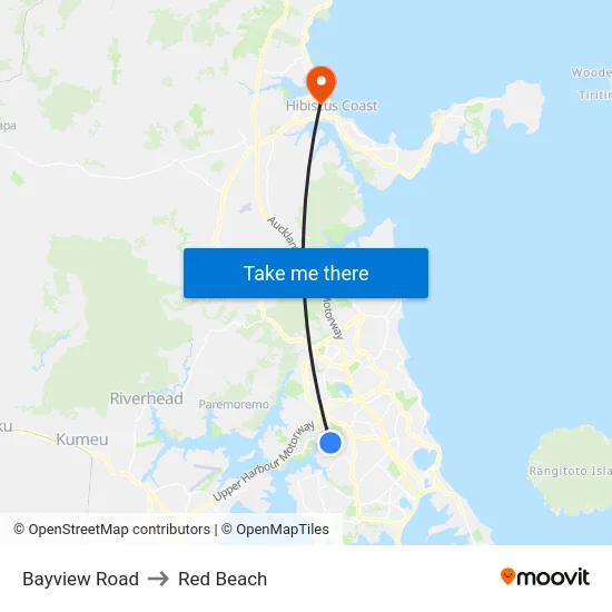 Bayview Road to Red Beach map