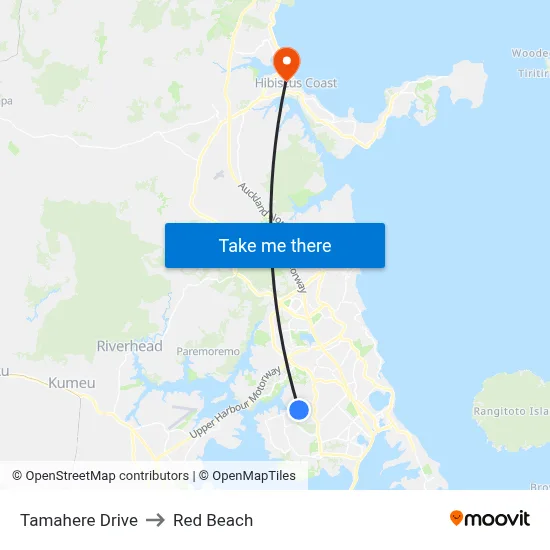 Tamahere Drive to Red Beach map