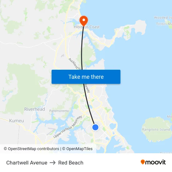 Chartwell Avenue to Red Beach map