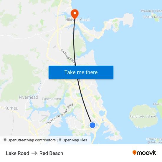 Lake Road to Red Beach map