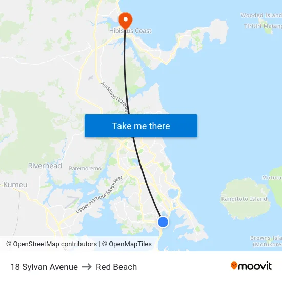 18 Sylvan Avenue to Red Beach map