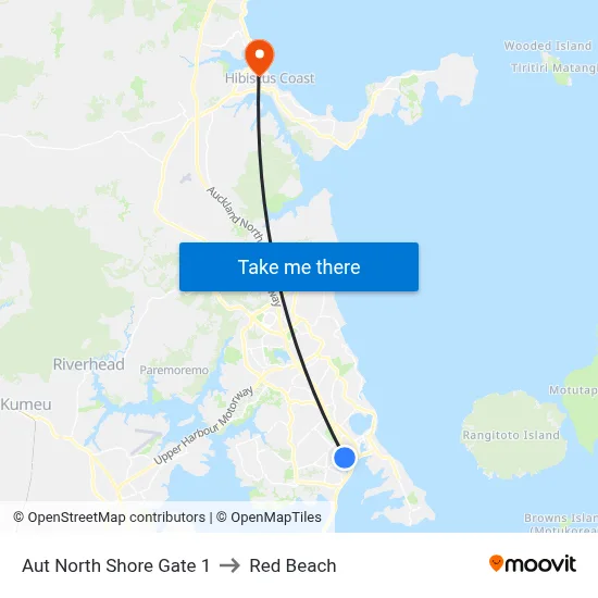 Aut North Shore Gate 1 to Red Beach map