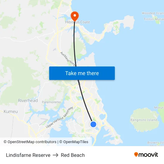 Lindisfarne Reserve to Red Beach map