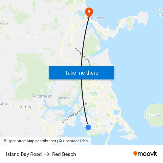 Island Bay Road to Red Beach map