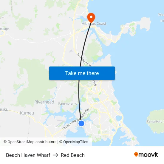 Beach Haven Wharf to Red Beach map