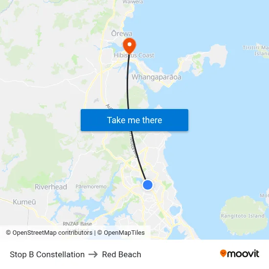 Stop B Constellation to Red Beach map