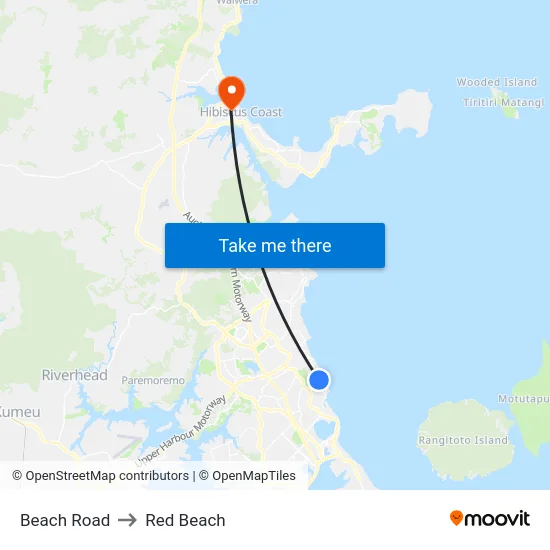 Beach Road to Red Beach map